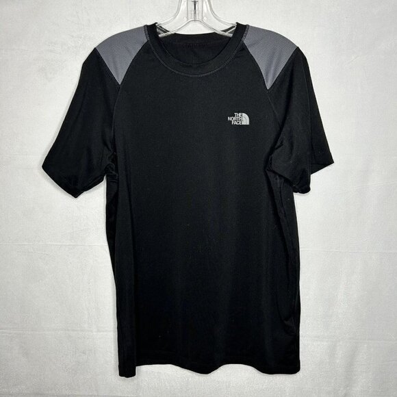 North Face Black Gray Short-Sleeve Flash Dry Performance Shirt Size M - Picture 1 of 6